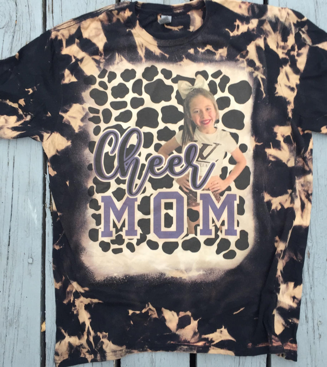 Custom Cheer Mom Black Bleached Tee